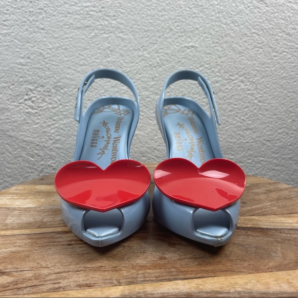 Melissa l Vivienne Westwood Anglomania Novelty Jelly Heart Peep Toe Pinup Heels - Picture 3 of 14